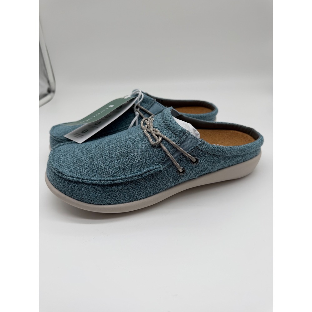 Revitalign Siesta Slide Carrick Blue‎ Textile Mules Womens 9.5B NEW